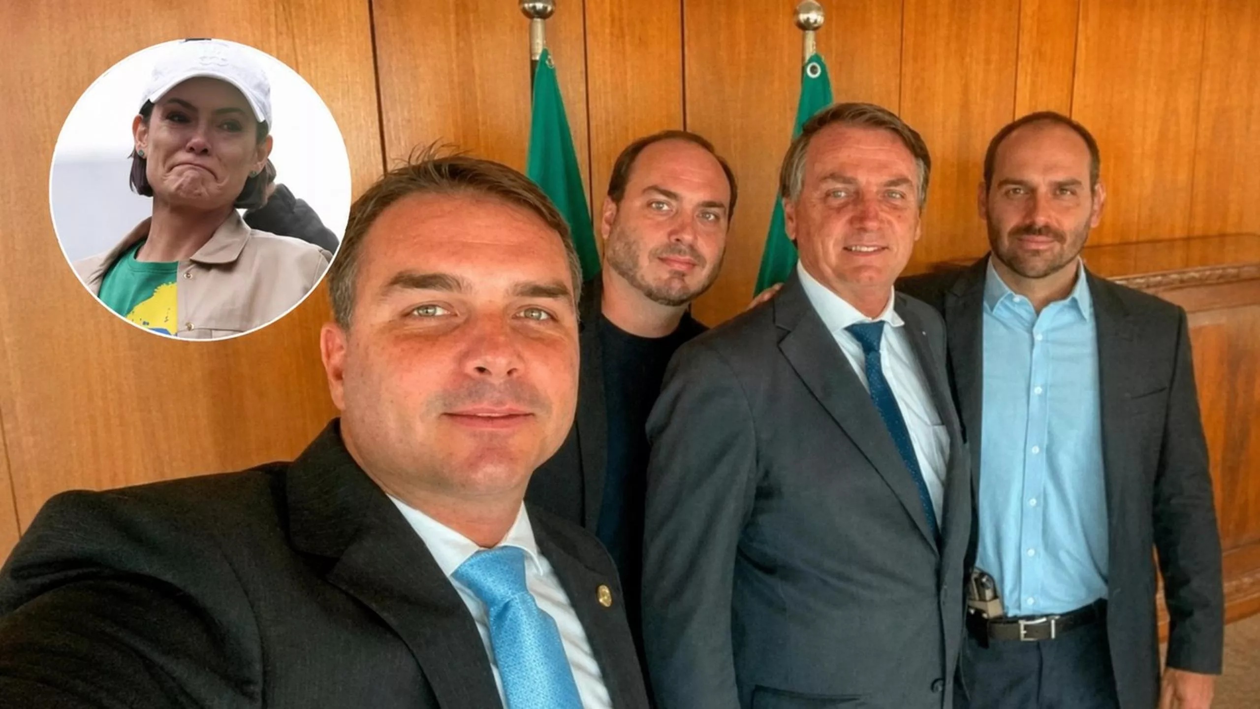 Indignados, Flávio, Eduardo e Carlos cobram que Bolsonaro desautorize Michelle falar sobre a campanha política